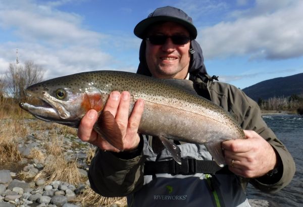 Dave Kvalsvig with a good fish on the dry and dropper.