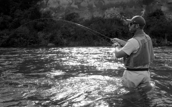Luke playing a fish on the Czech nymphing outfit.